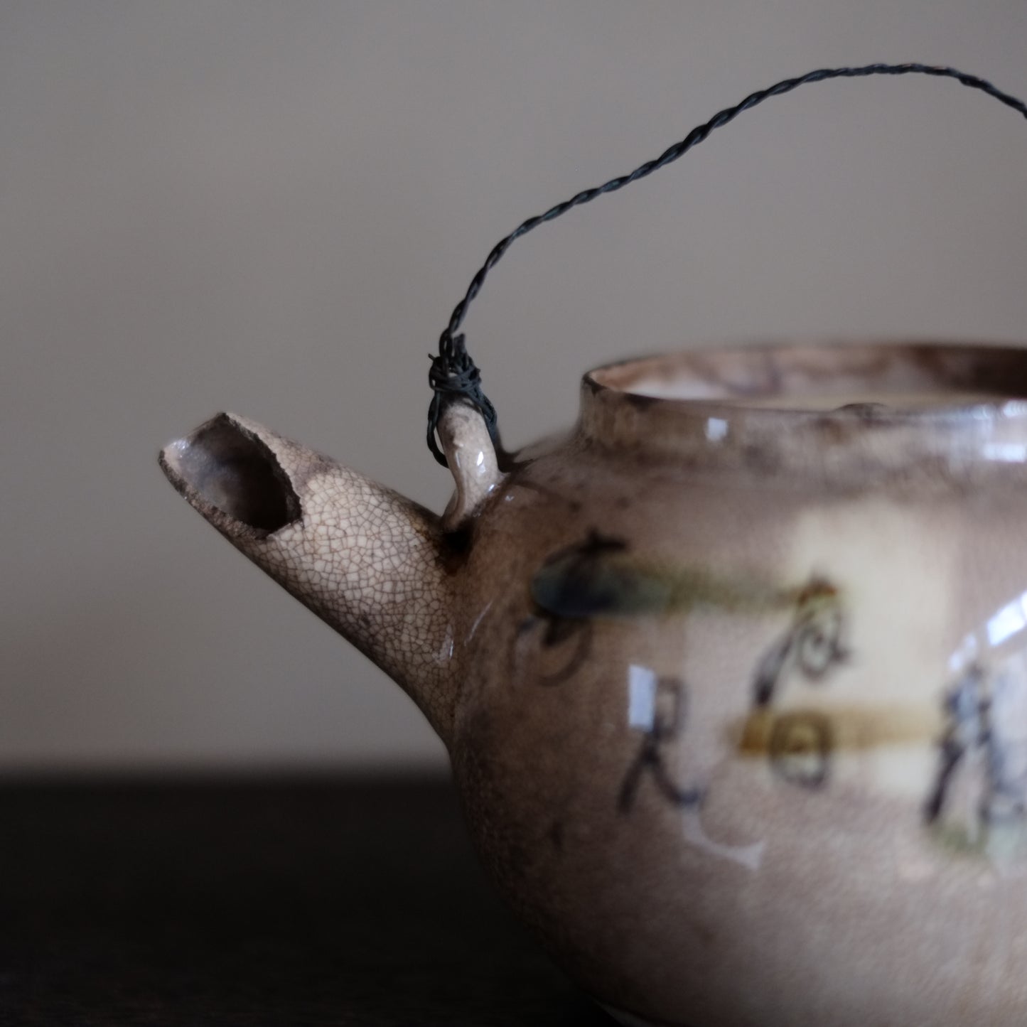 時代　信楽焼汽車土瓶　茶急須　（明治末-大正初)