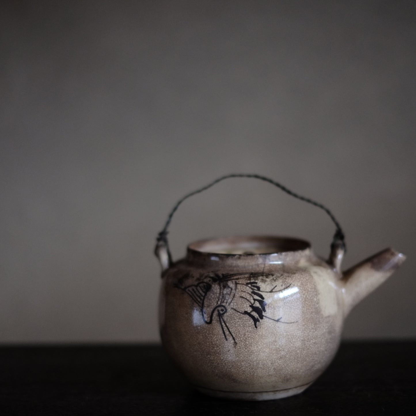 時代　信楽焼汽車土瓶　茶急須　（明治末-大正初)