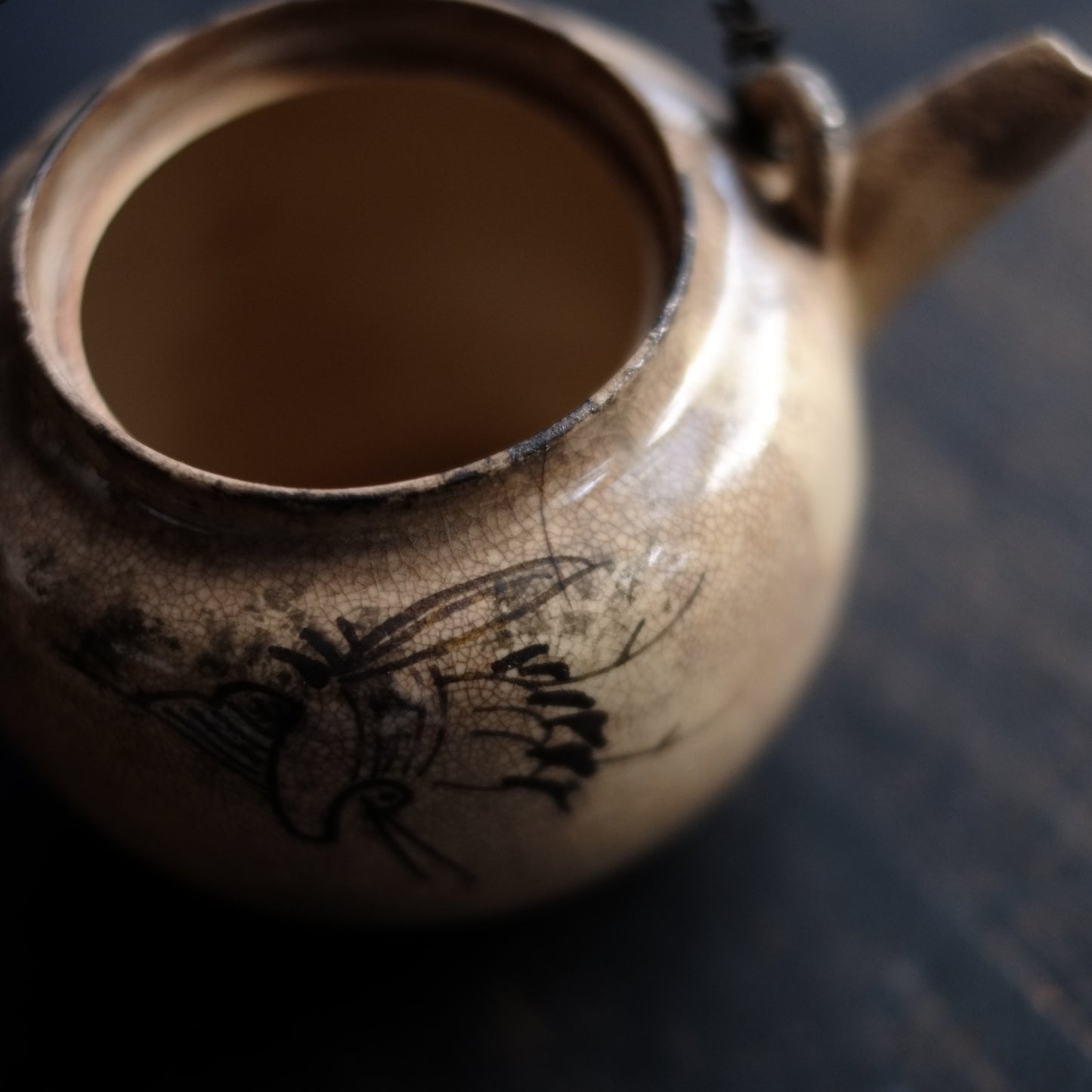 時代　信楽焼汽車土瓶　茶急須　（明治末-大正初)