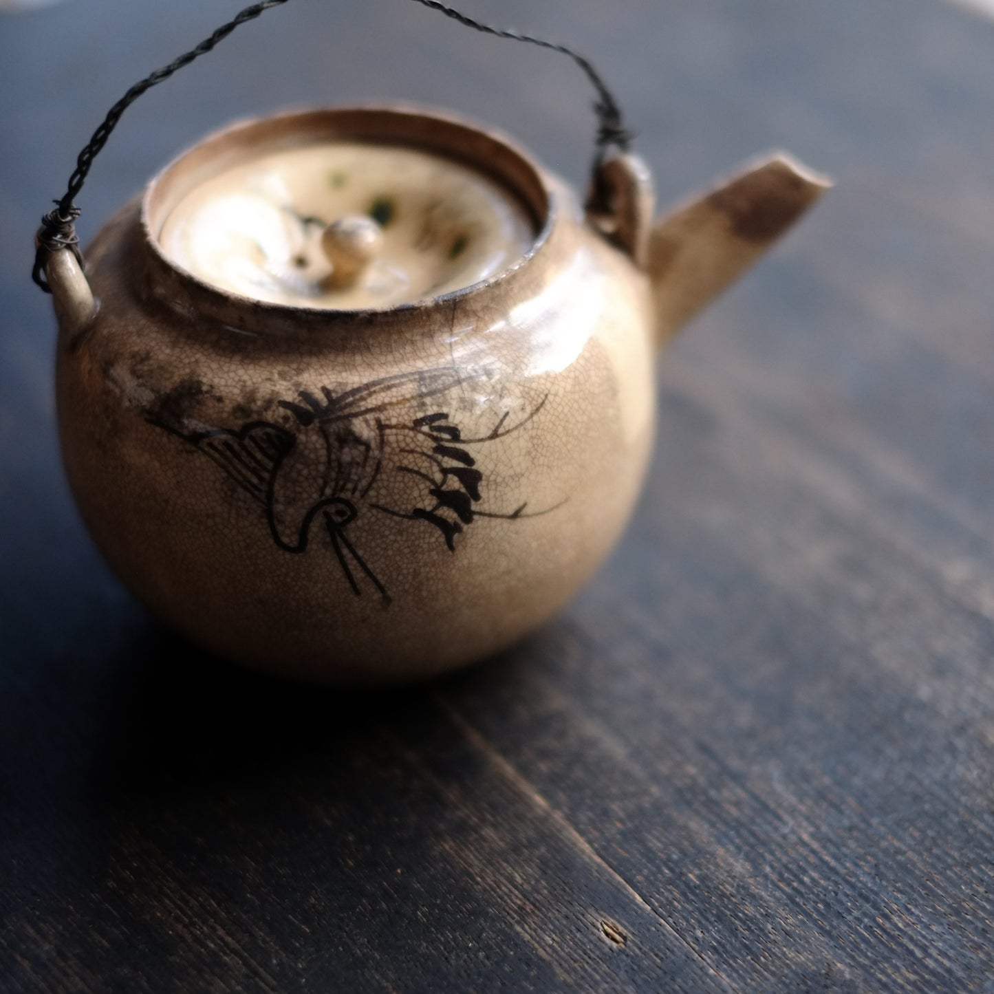 時代　信楽焼汽車土瓶　茶急須　（明治末-大正初)