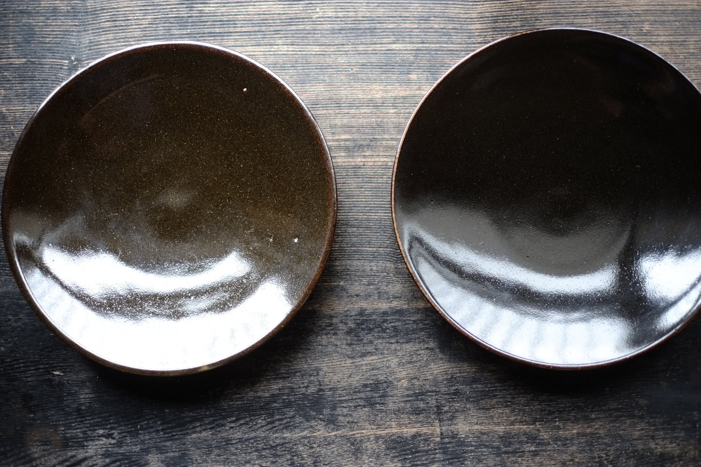 益子焼　鉄釉　6寸皿　大皿　(20世紀)