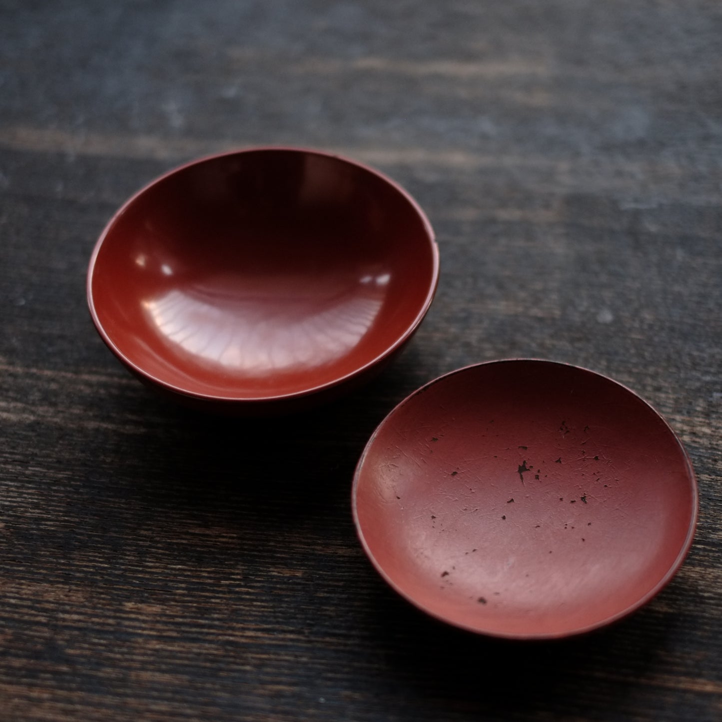 時代　吉野地方　根来　平椀&平皿　二客セット　(江戸時代)