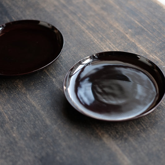 時代 黒飴漆平皿(19世紀)