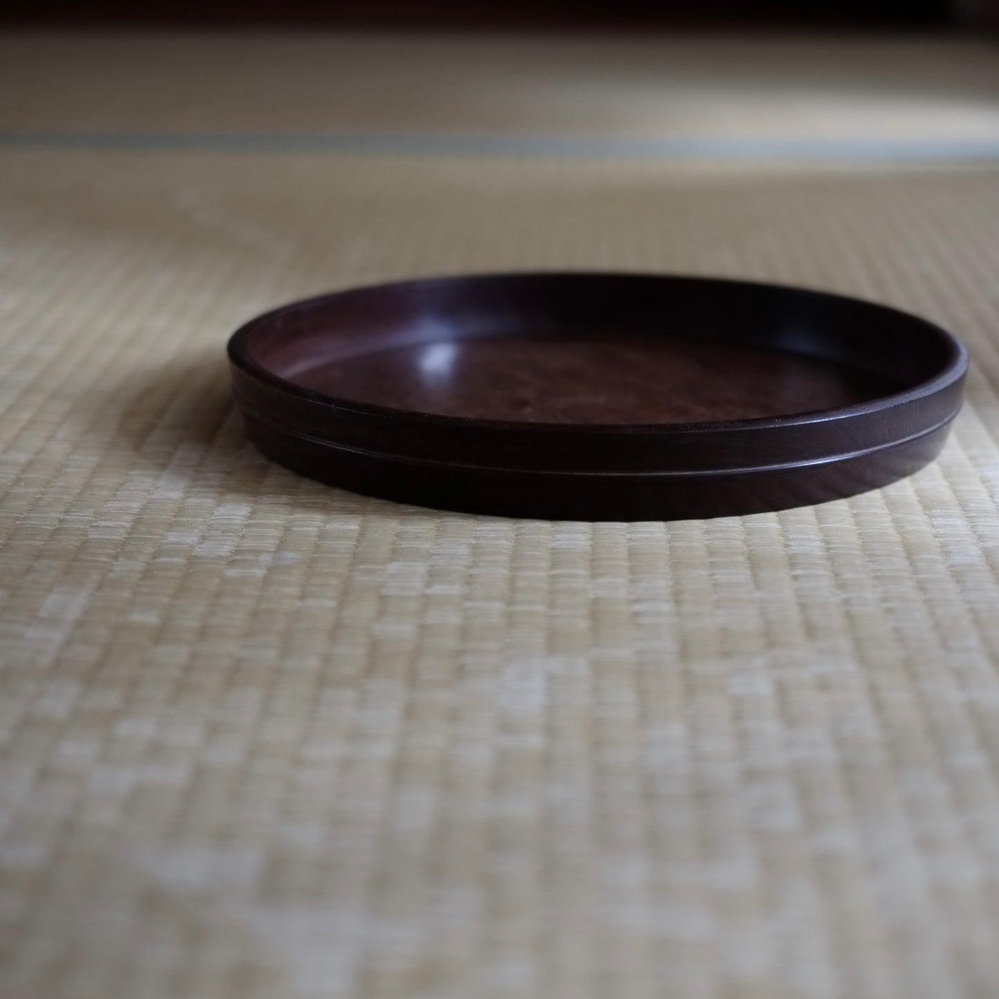 時代　胴紐木地丸盆