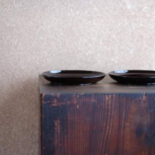 時代 黒飴漆平皿(19世紀)