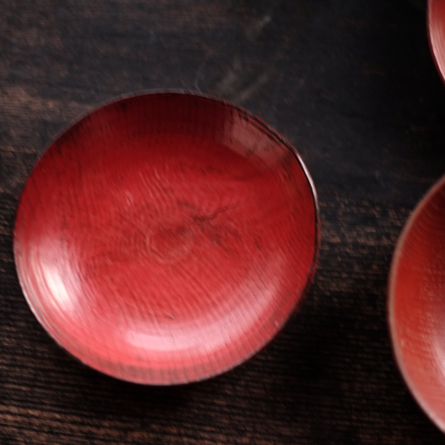 時代　吉野地方　目弾き塗　蓋付菓子椀　三客セット (江戸後期-明治初期)