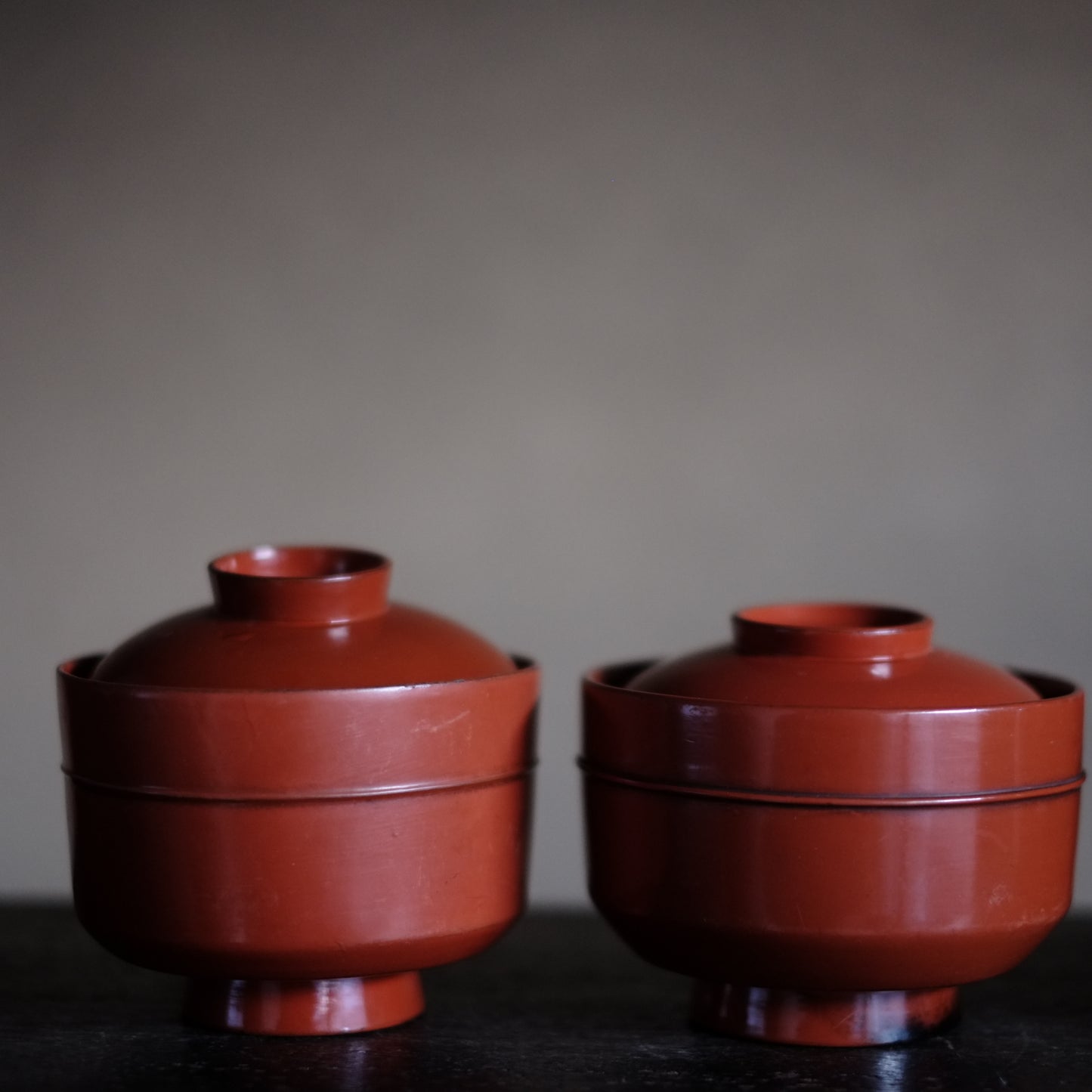 時代　吉野地方　根来蓋付壺椀　5客セット　A　(江戸時代)