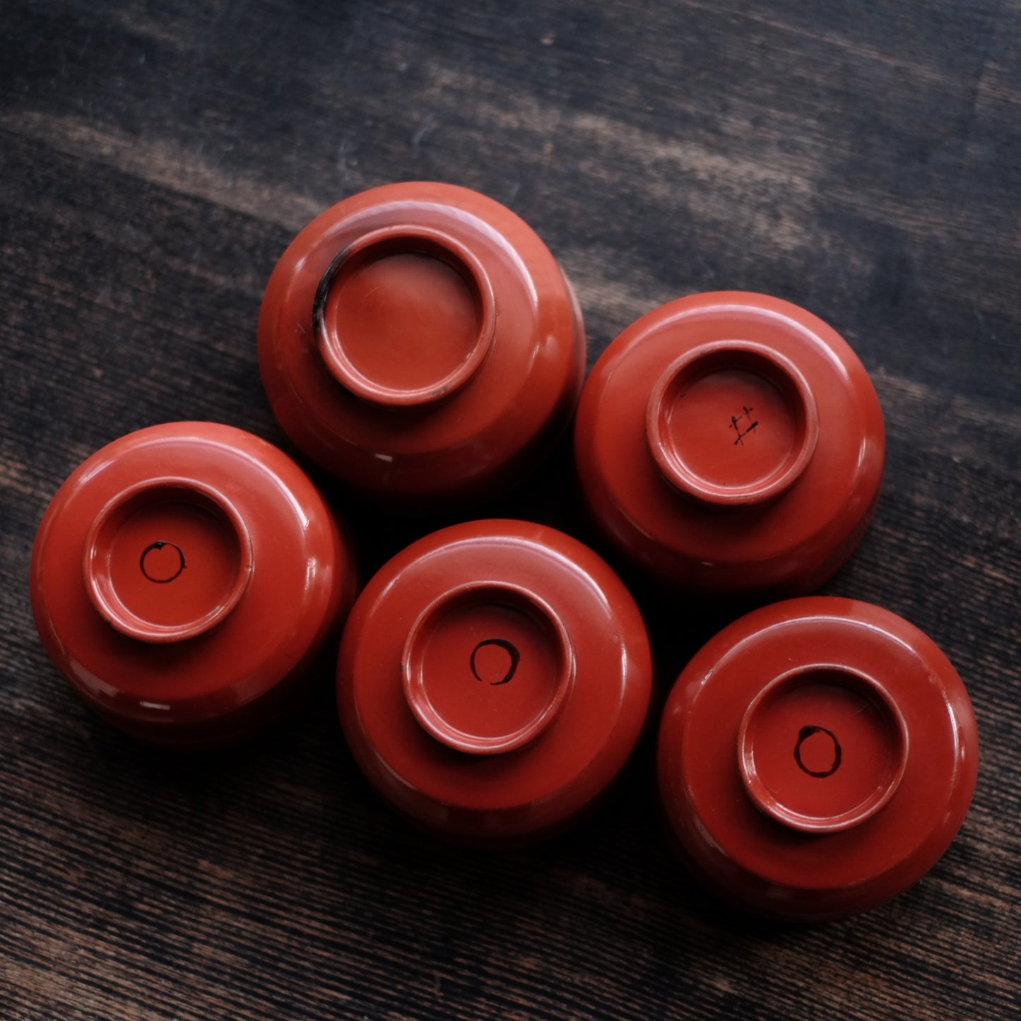 時代　吉野地方　根来蓋付壺椀　5客セット　A　(江戸時代)