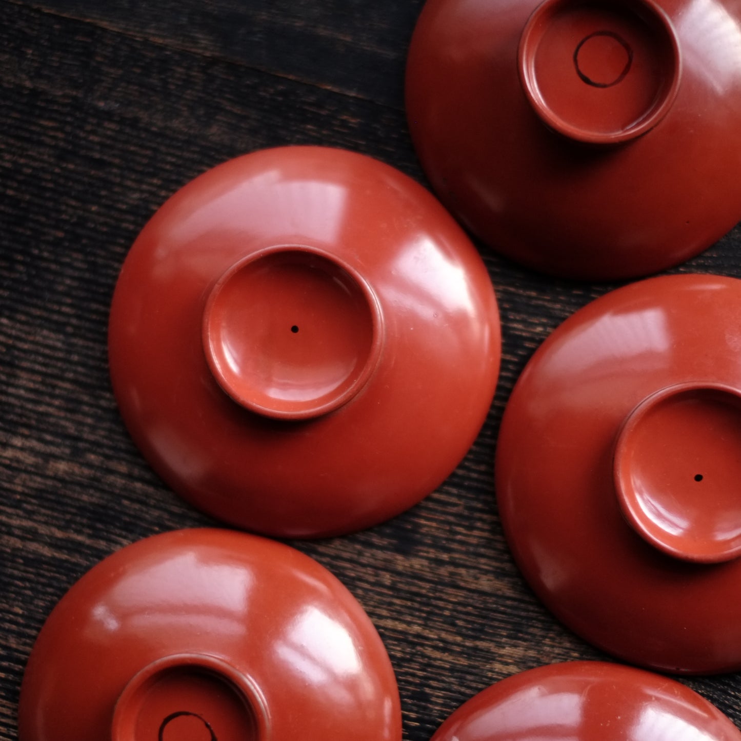 時代　吉野地方　根来蓋付壺椀　5客セット　A　(江戸時代)