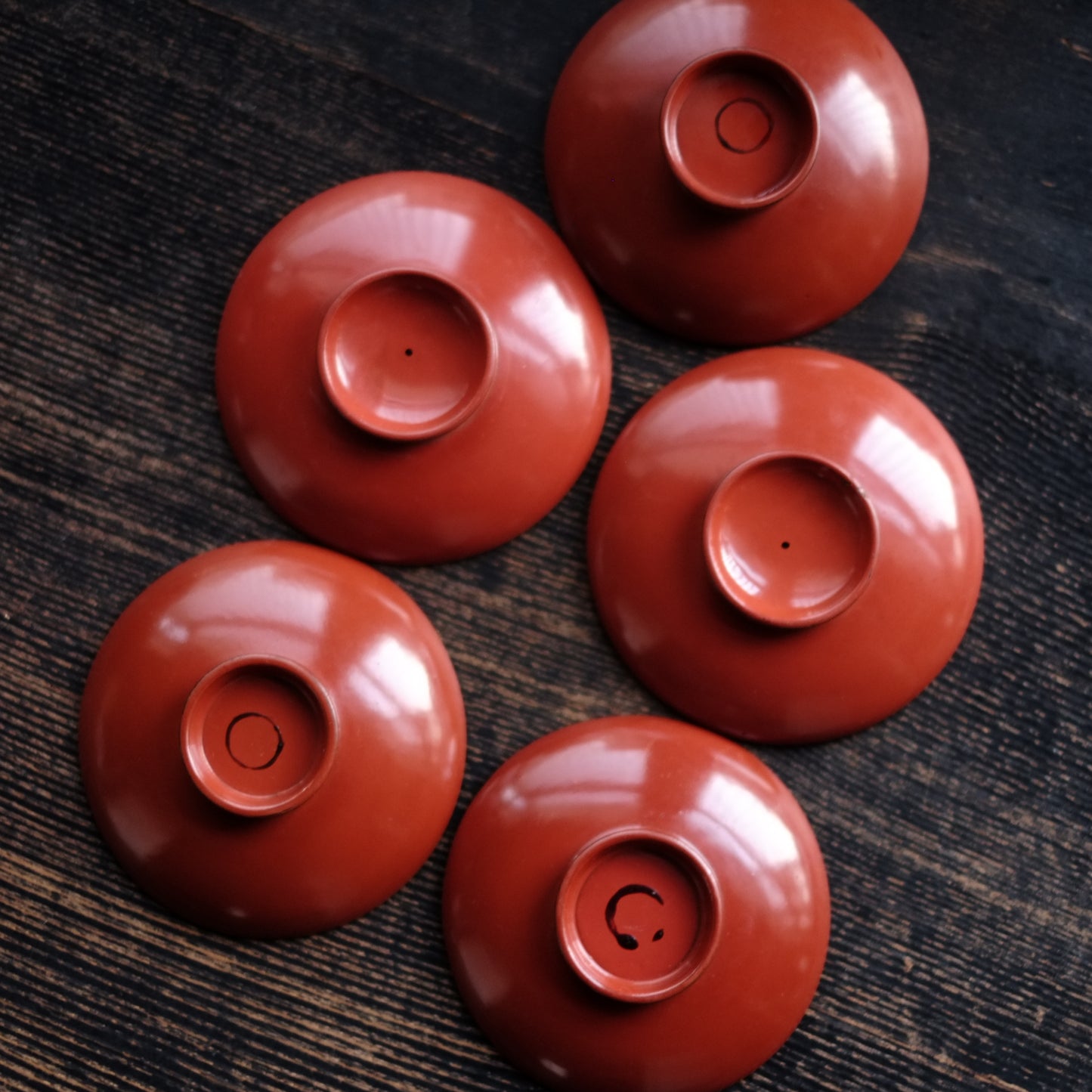 時代　吉野地方　根来蓋付壺椀　5客セット　A　(江戸時代)