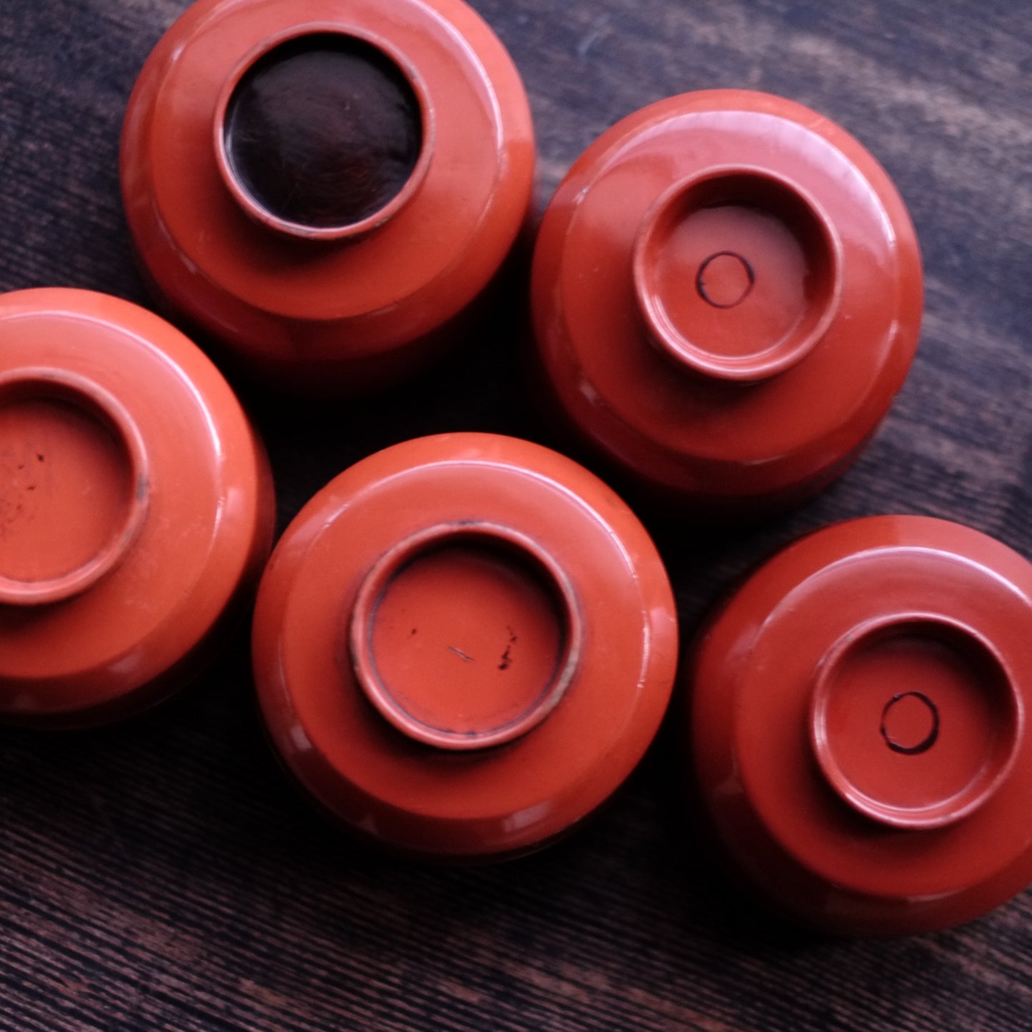 時代　吉野地方　根来蓋付壺椀　5客セット B　(江戸時代)