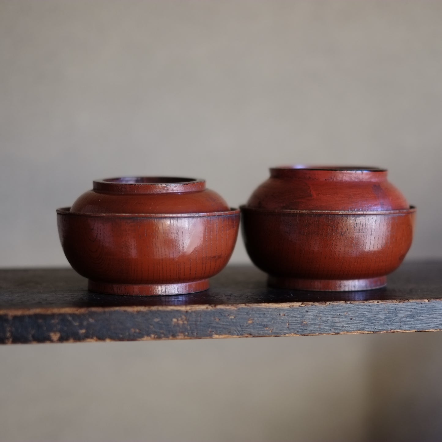 時代　吉野地方　目弾き塗　蓋付菓子椀　三客セット (江戸後期-明治初期)