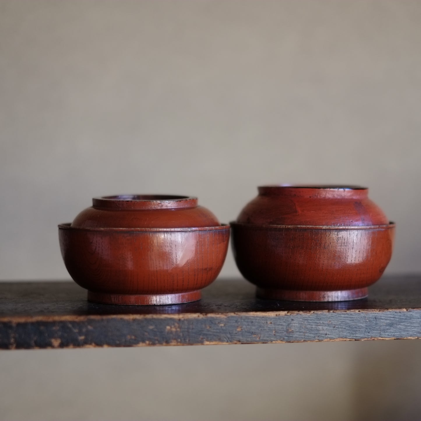 時代　吉野地方　目弾き塗　蓋付菓子椀　三客セット (江戸後期-明治初期)