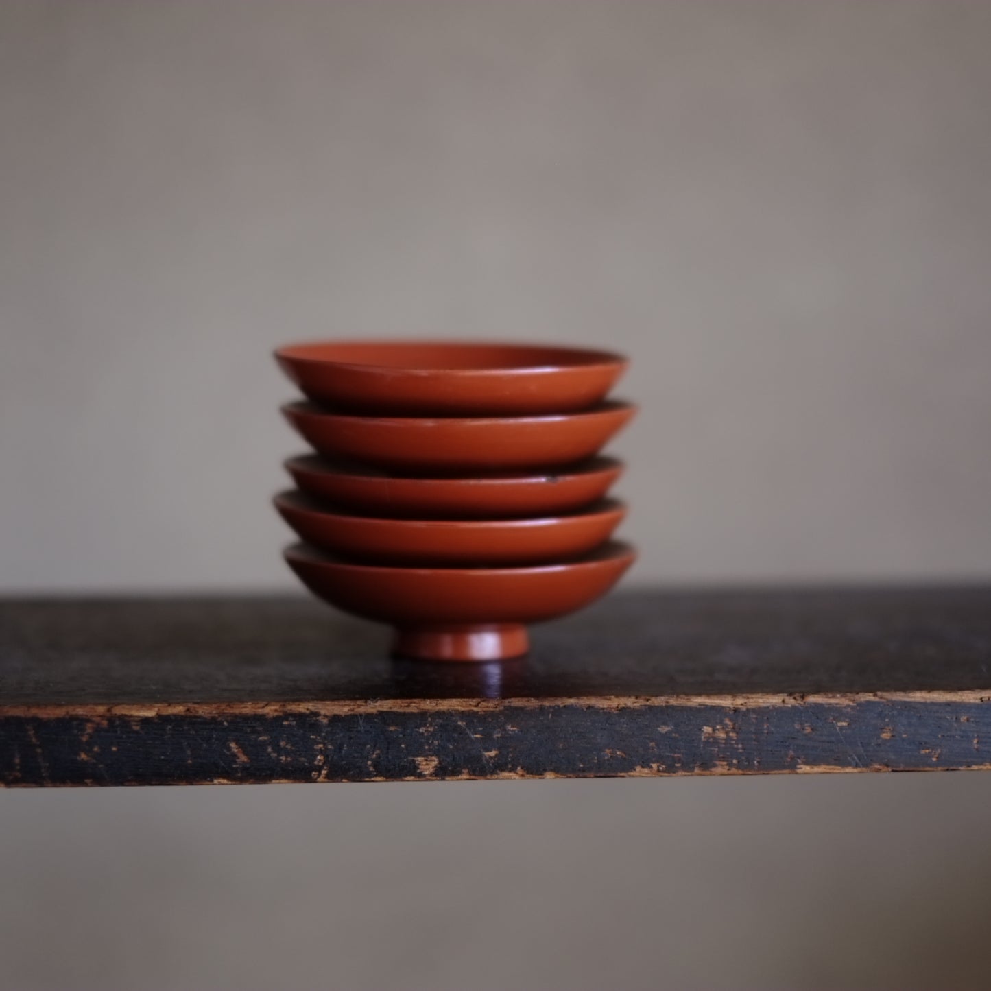 時代　吉野地方　根来蓋付壺椀　5客セット B　(江戸時代)