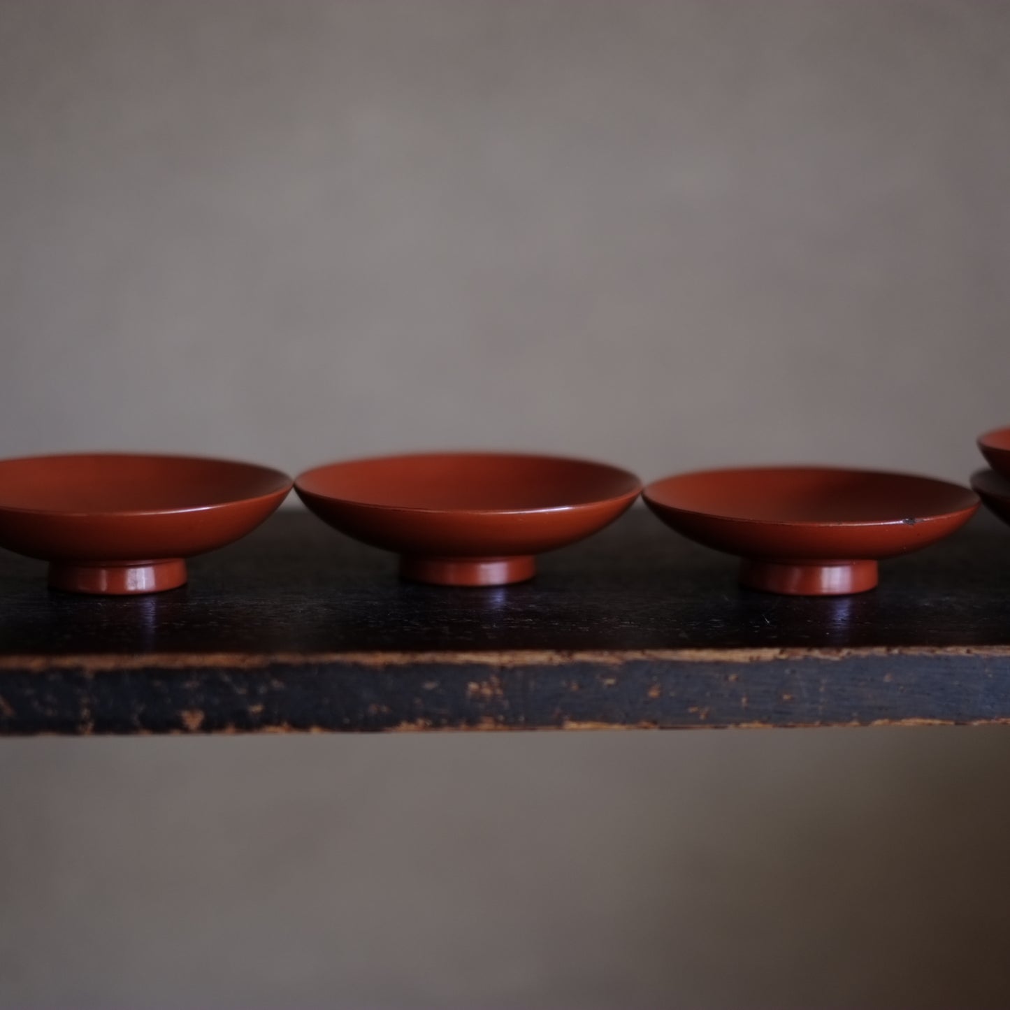 時代　吉野地方　根来蓋付壺椀　5客セット B　(江戸時代)