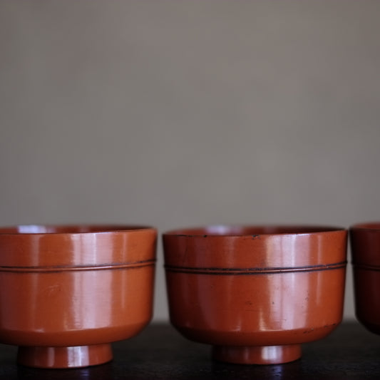 時代 吉野地方 根来蓋付壺椀 5客セット B (江戸時代)