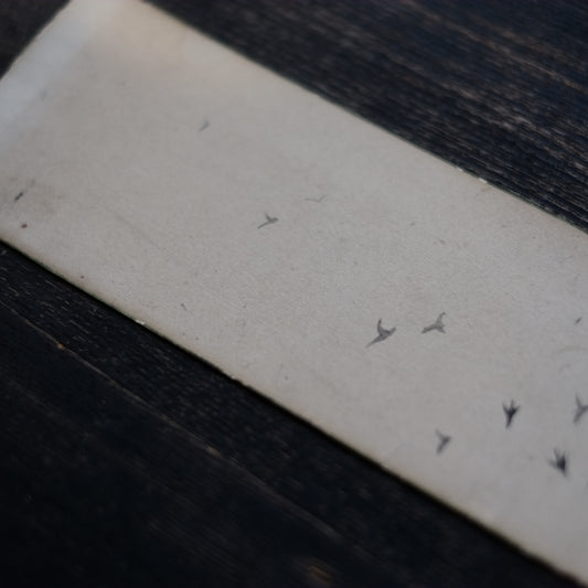 時代 紙本墨画 枯木群鴉図 短冊