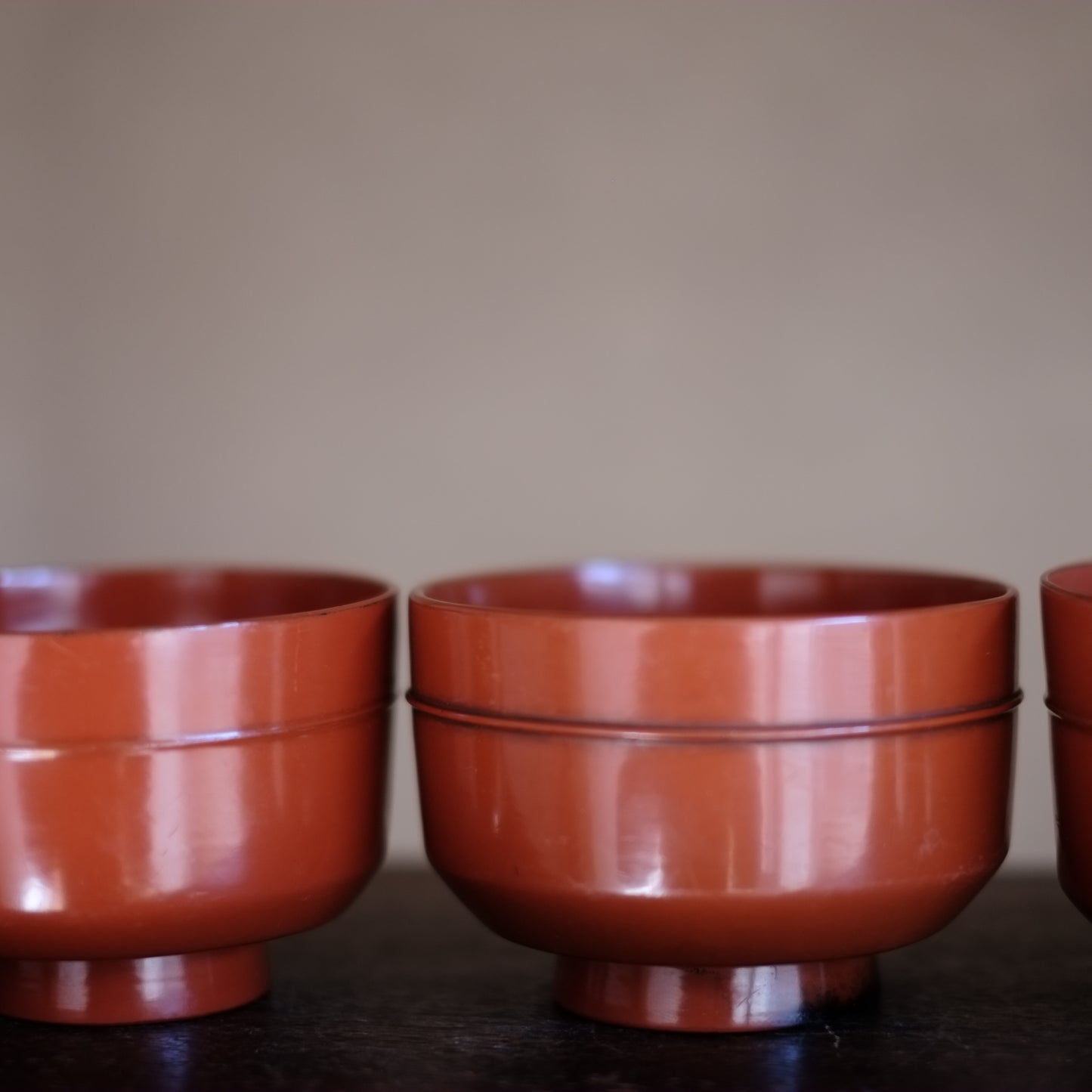 時代　吉野地方　根来蓋付壺椀　5客セット　A　(江戸時代)