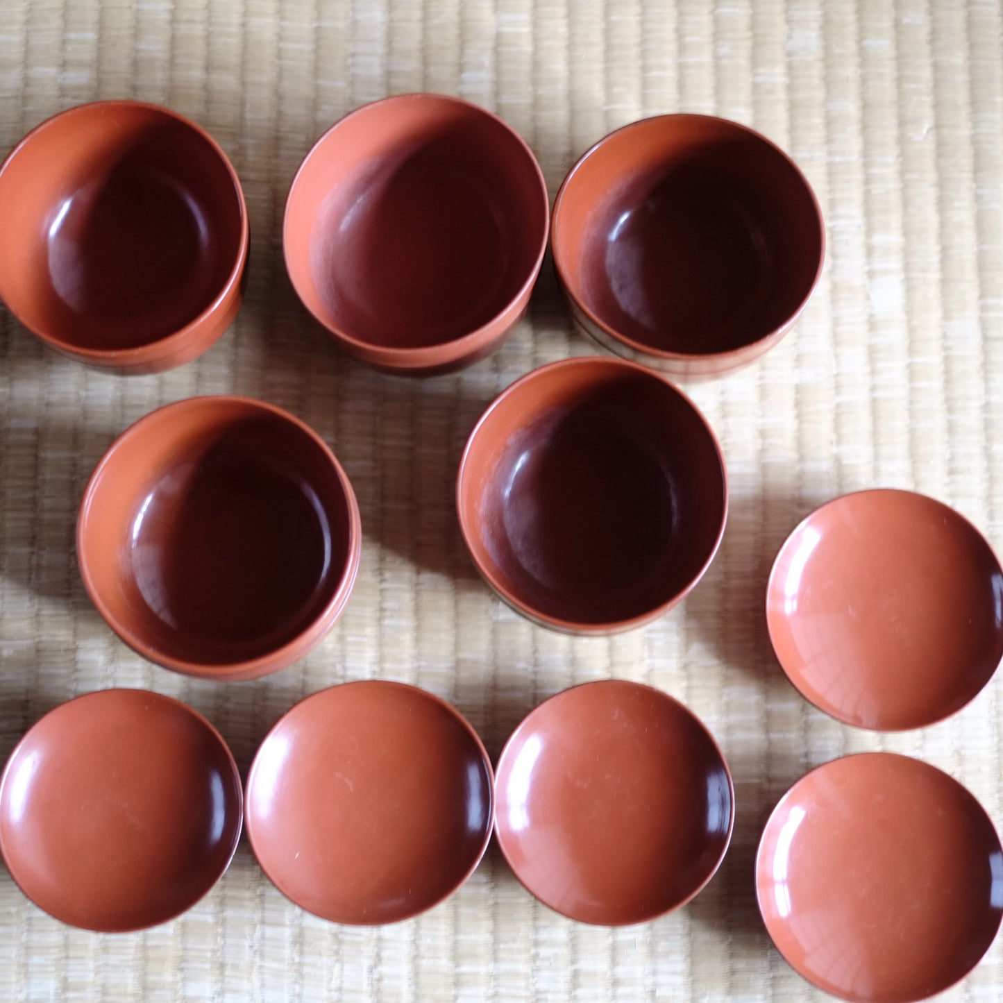 時代　吉野地方　根来蓋付壺椀　5客セット　A　(江戸時代)