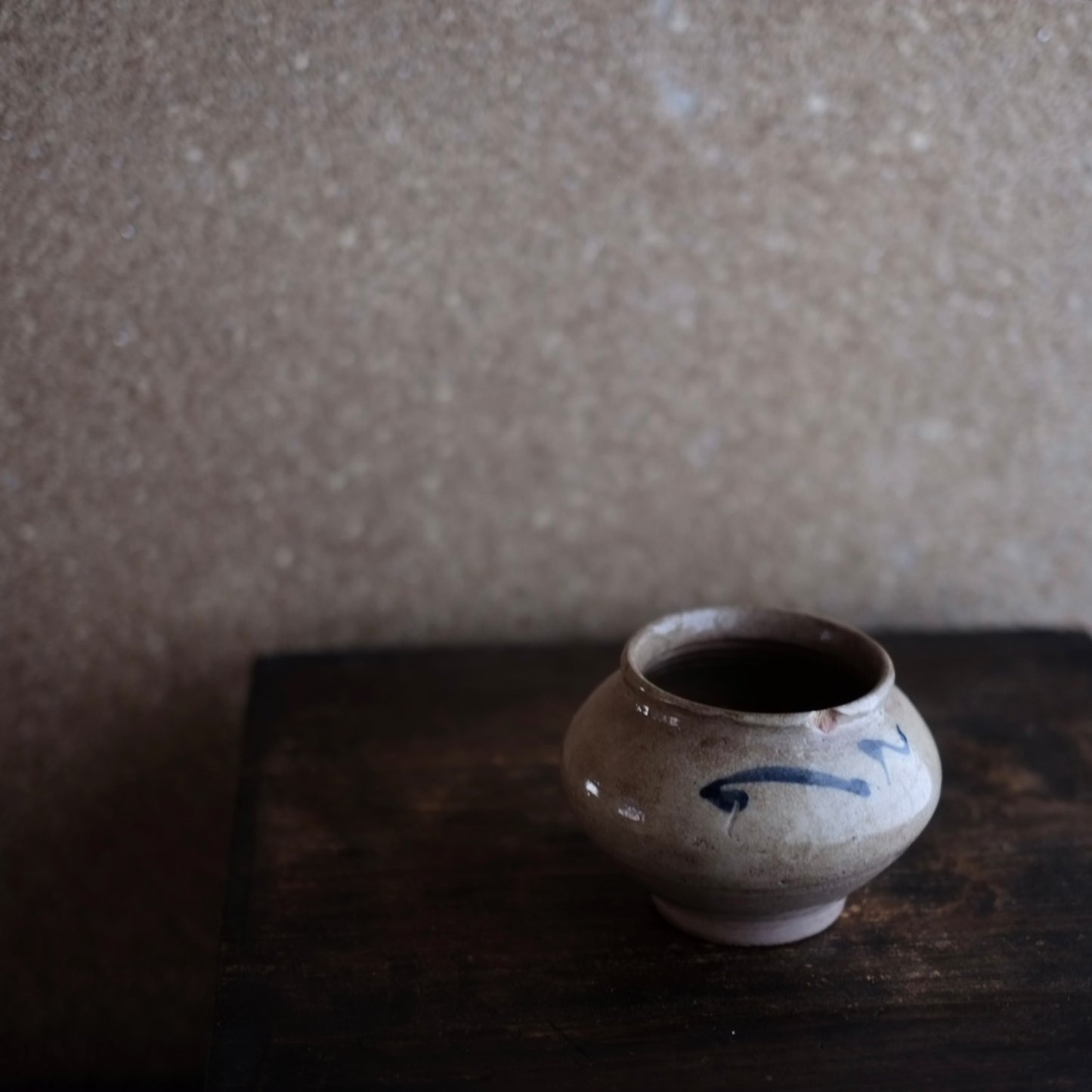 李朝白磁染付　塩笥壺・茶碗（李朝朝鮮時代)