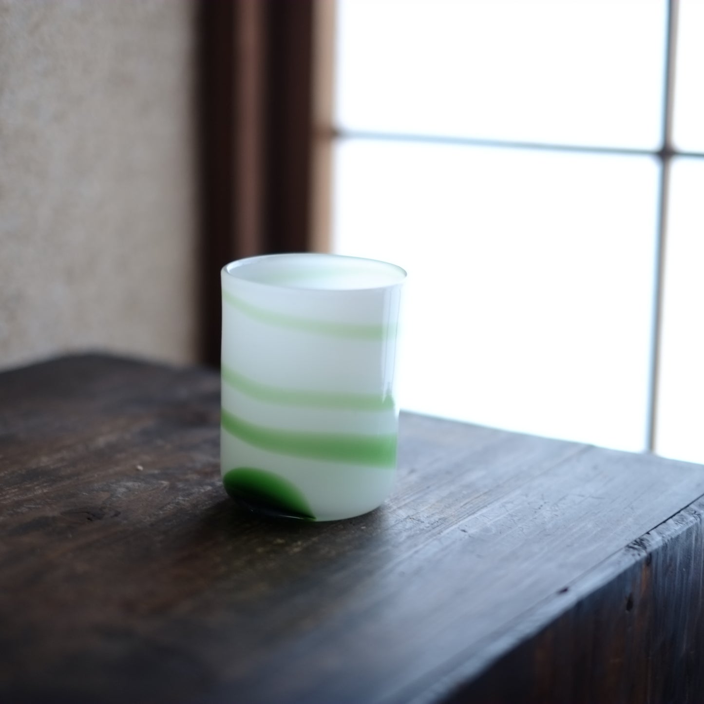 時代　乳白練り硝子　グラス(20世紀)