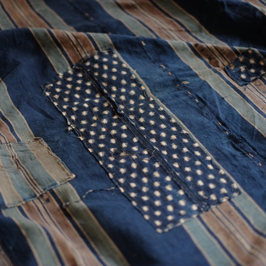 時代 縞木綿 襤褸古布 五幅大風呂敷