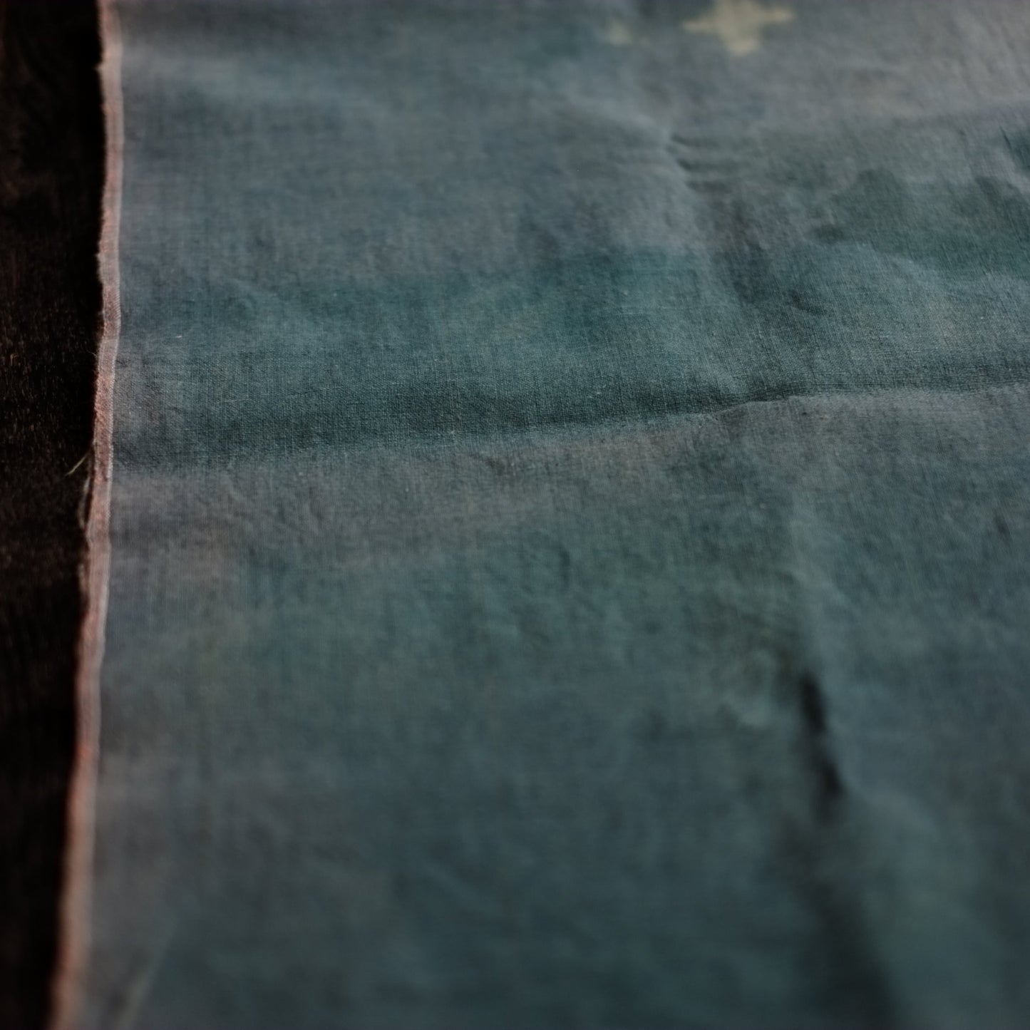 時代　藍染深緑木綿　古布　一幅