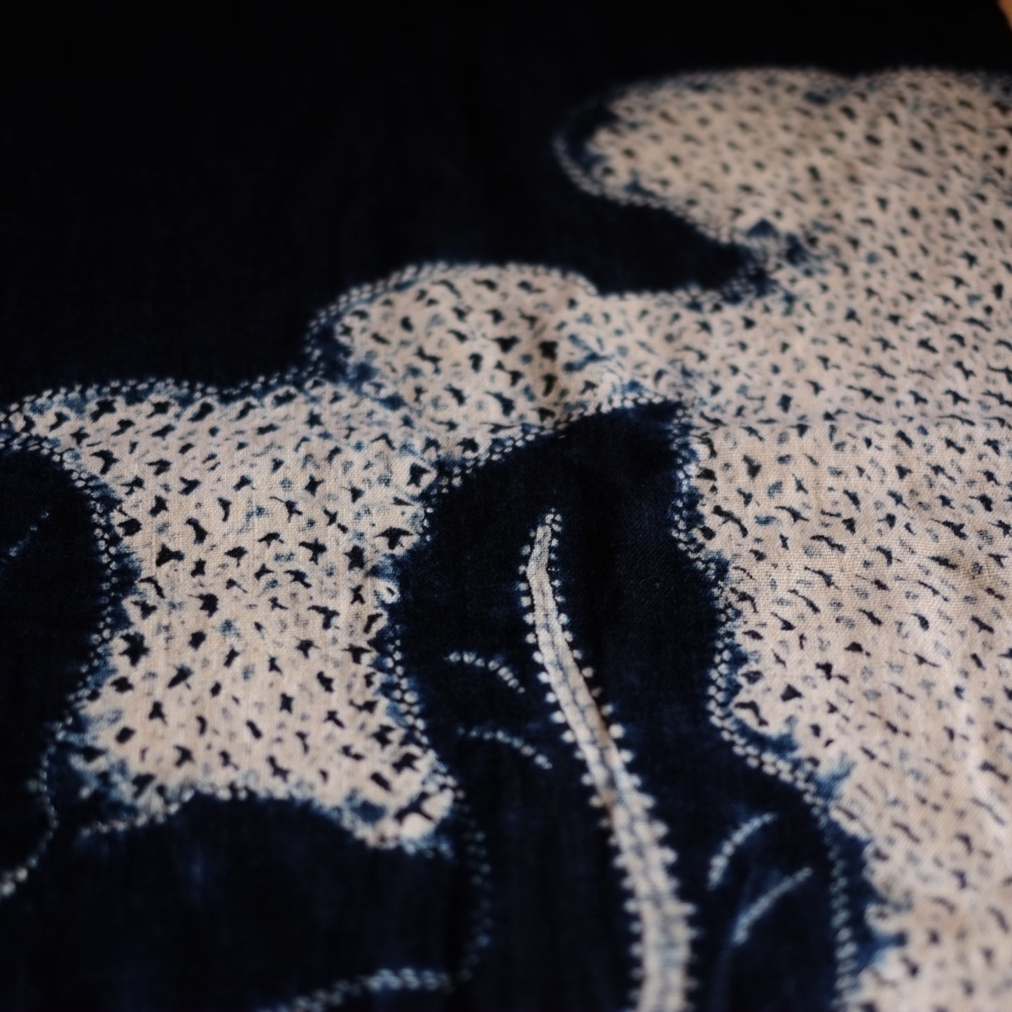 時代　筑前絞り藍染　古布(江戸後期–明治初期) 19世紀