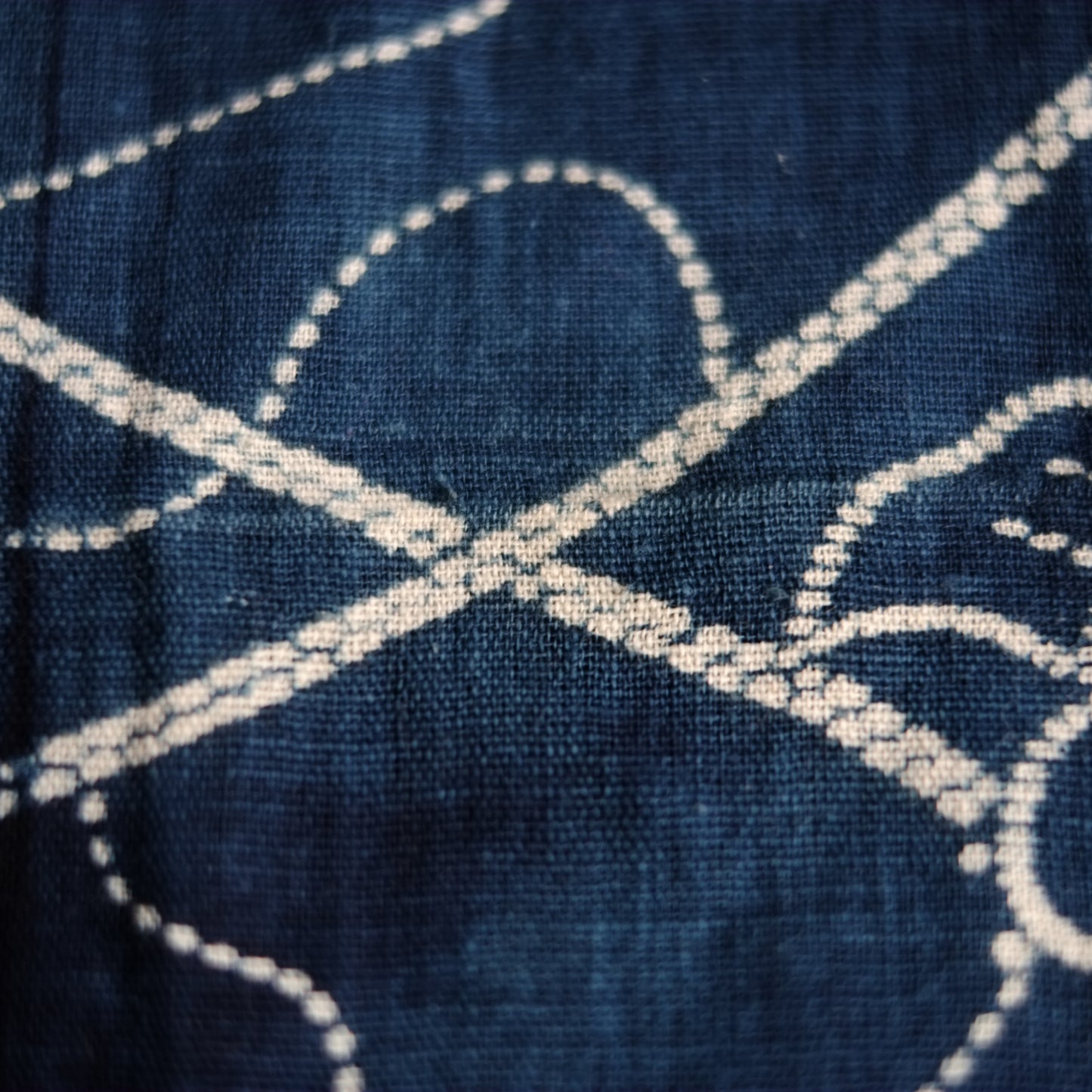 時代　福良雀藍染型染古布　(明治期頃）