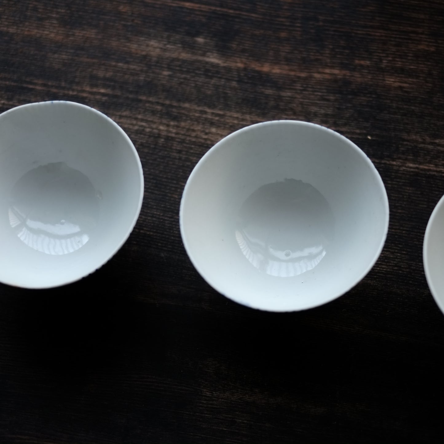 時代　格子文染付茶碗