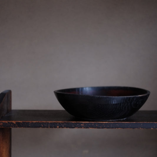 時代 外黒漆内木地塗捏鉢 (江戸時代)