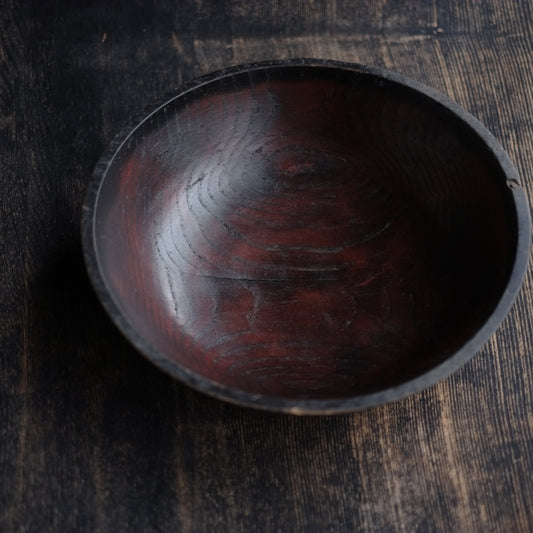 時代 外黒漆内木地塗捏鉢 (江戸時代)