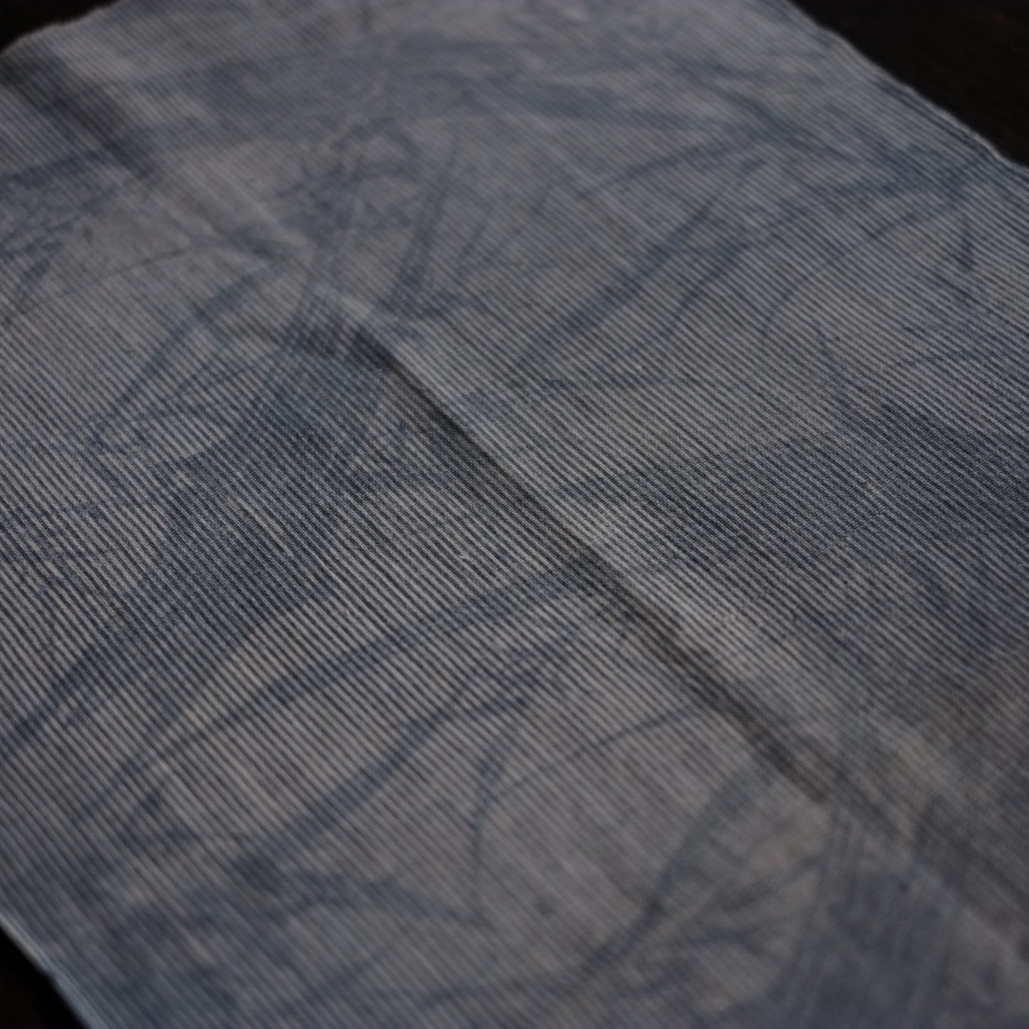 時代　薄藍細縞竹笹文木綿古布　(大正–昭和初期)