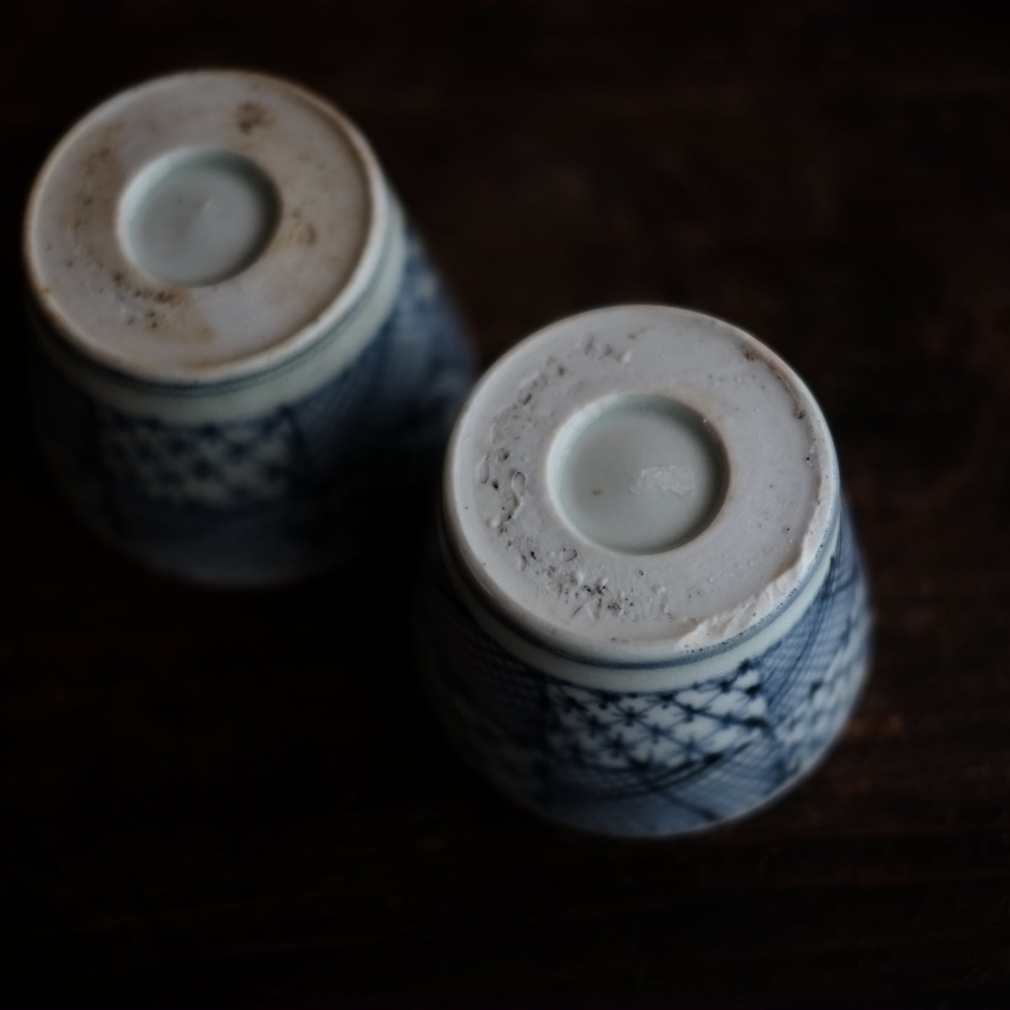 時代　古伊万里　幾何文蕎麦猪口　二客組 （江戸後期）