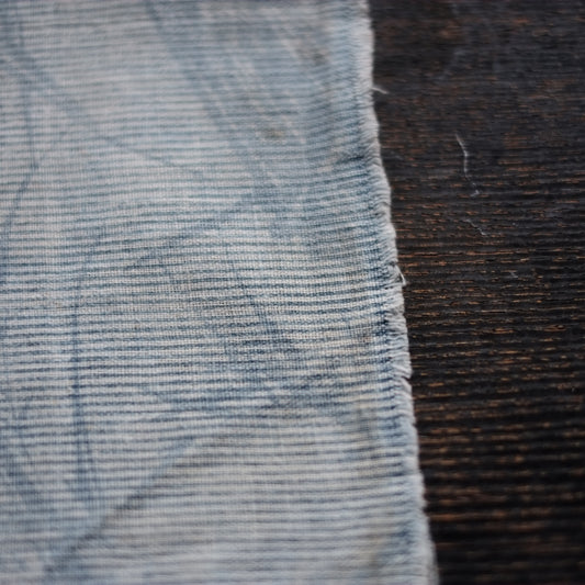 時代 薄藍細縞竹笹文木綿古布 (大正–昭和初期)