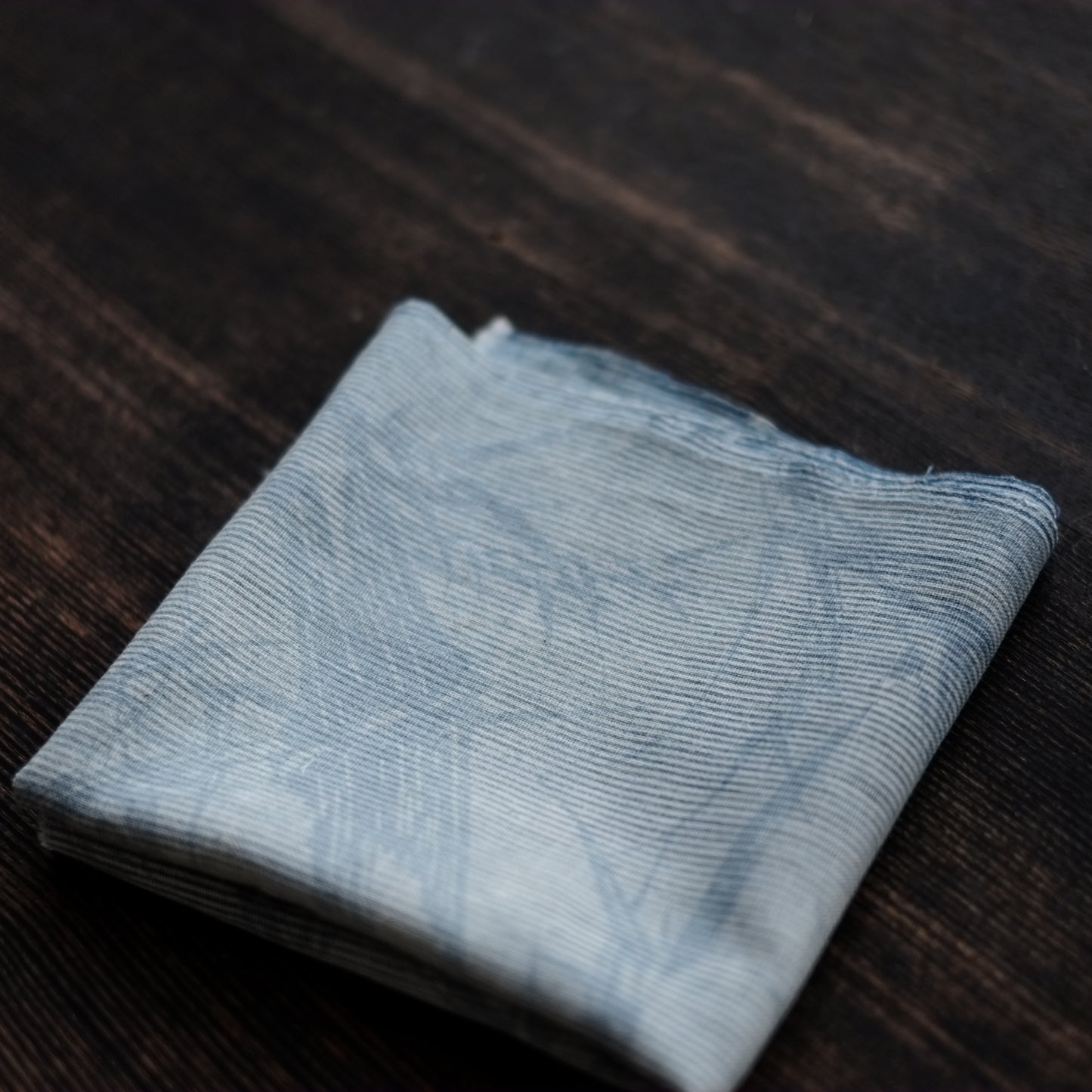 時代　薄藍細縞竹笹文木綿古布　(大正–昭和初期)