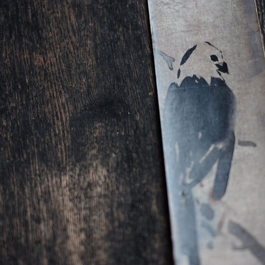 時代 銀地紙本禽鳥図 水墨画 短冊