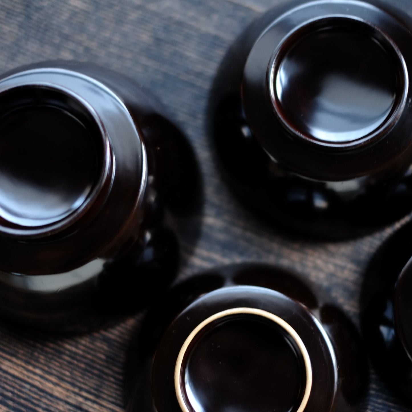 時代　黒漆塗　四つ椀　(幕末-明治期)  19世紀末