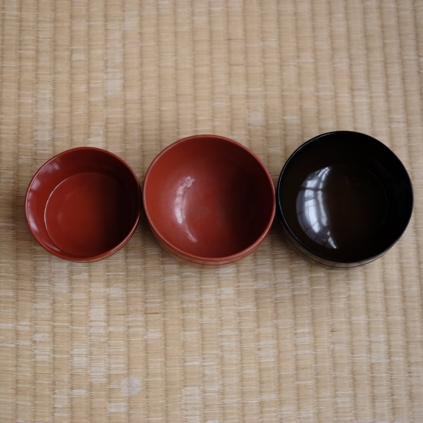 時代　布着壺椀・根来豆子　3客セット（江戸-明治初期)）