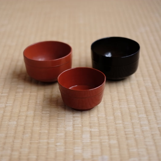 時代 布着壺椀・根来豆子 3客セット(江戸-明治初期))