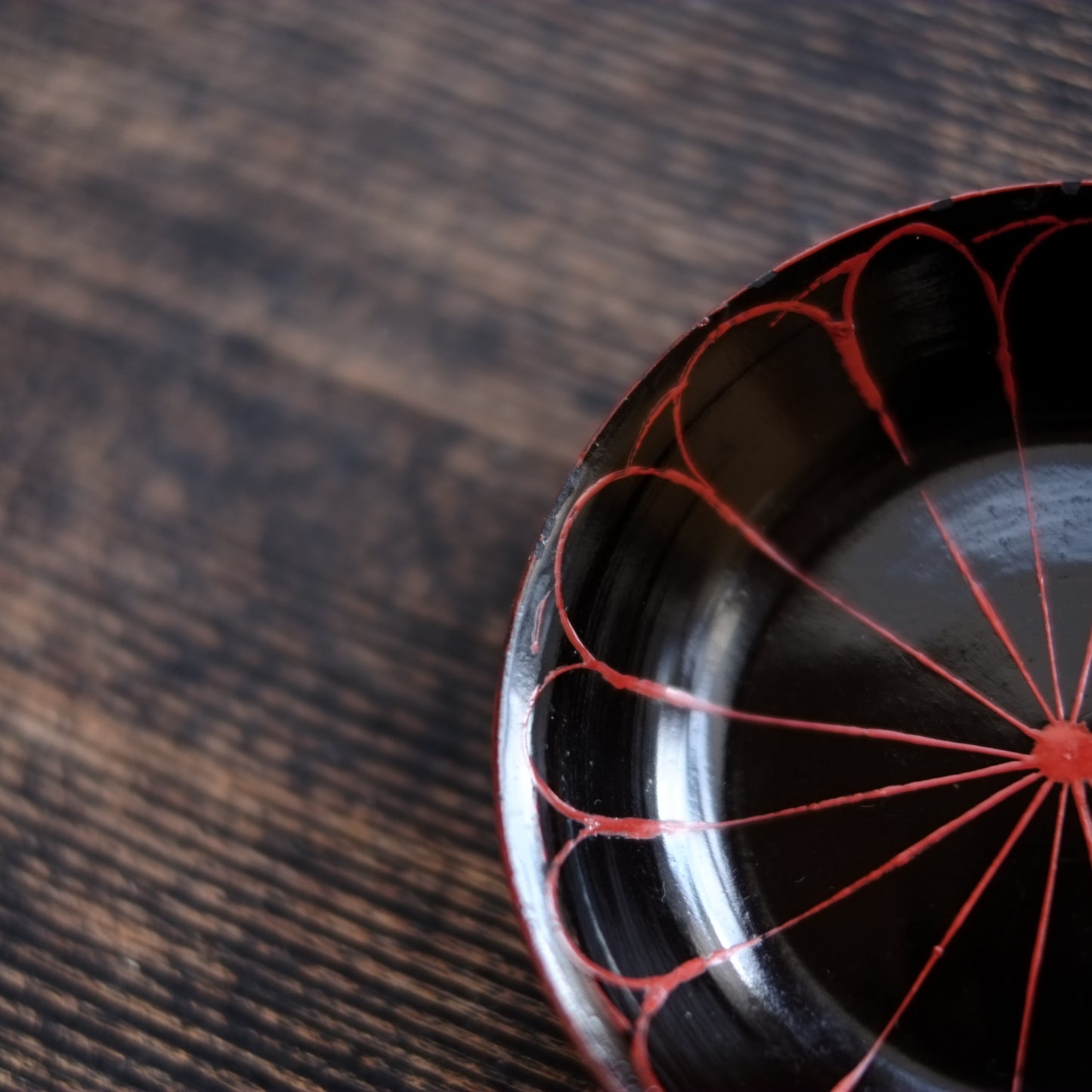 時代　十六花弁　朽木塗　小皿&豆皿　五種　セット　(江戸後期-明治初期)　