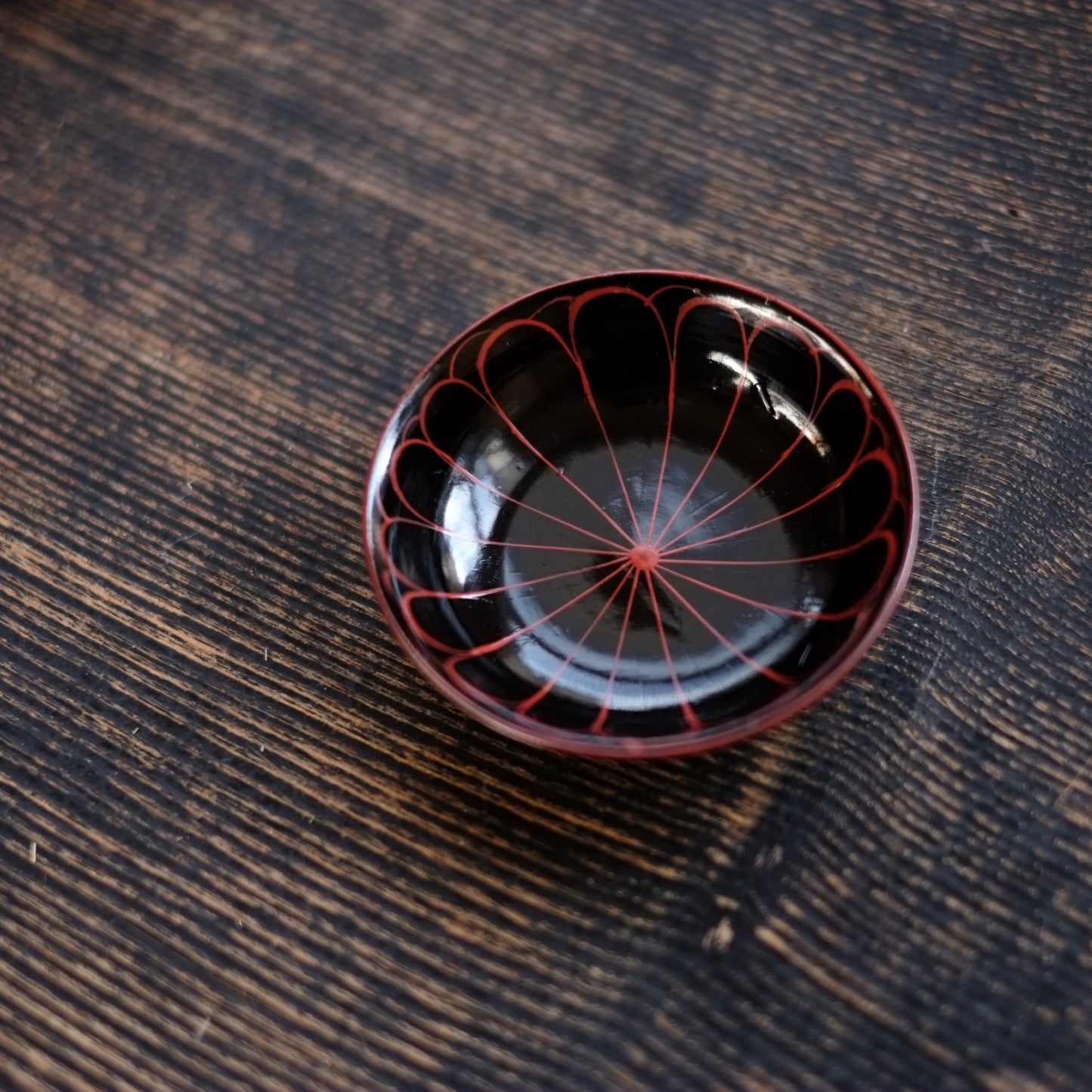 時代　十六花弁　朽木塗　小皿&豆皿　五種　セット　(江戸後期-明治初期)　