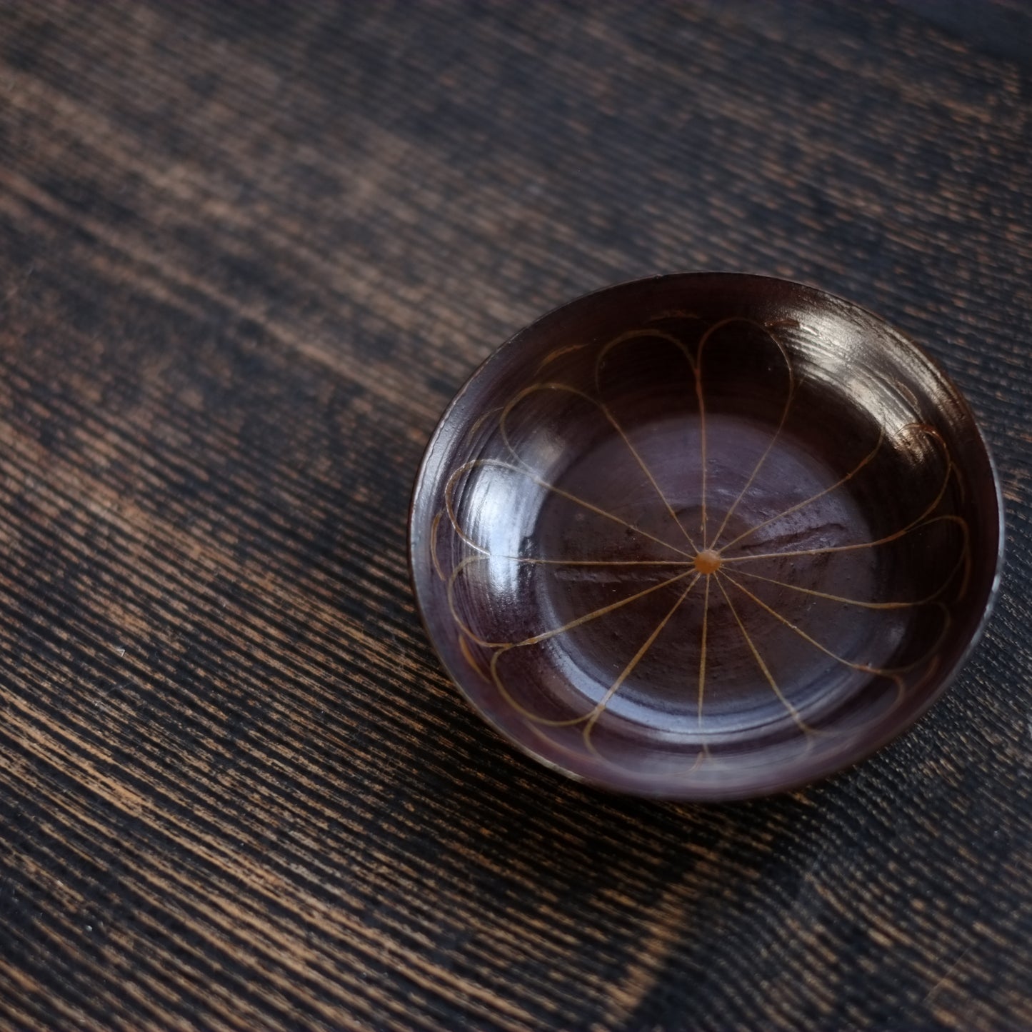 時代　十六花弁　朽木塗　小皿&豆皿　五種　セット　(江戸後期-明治初期)　