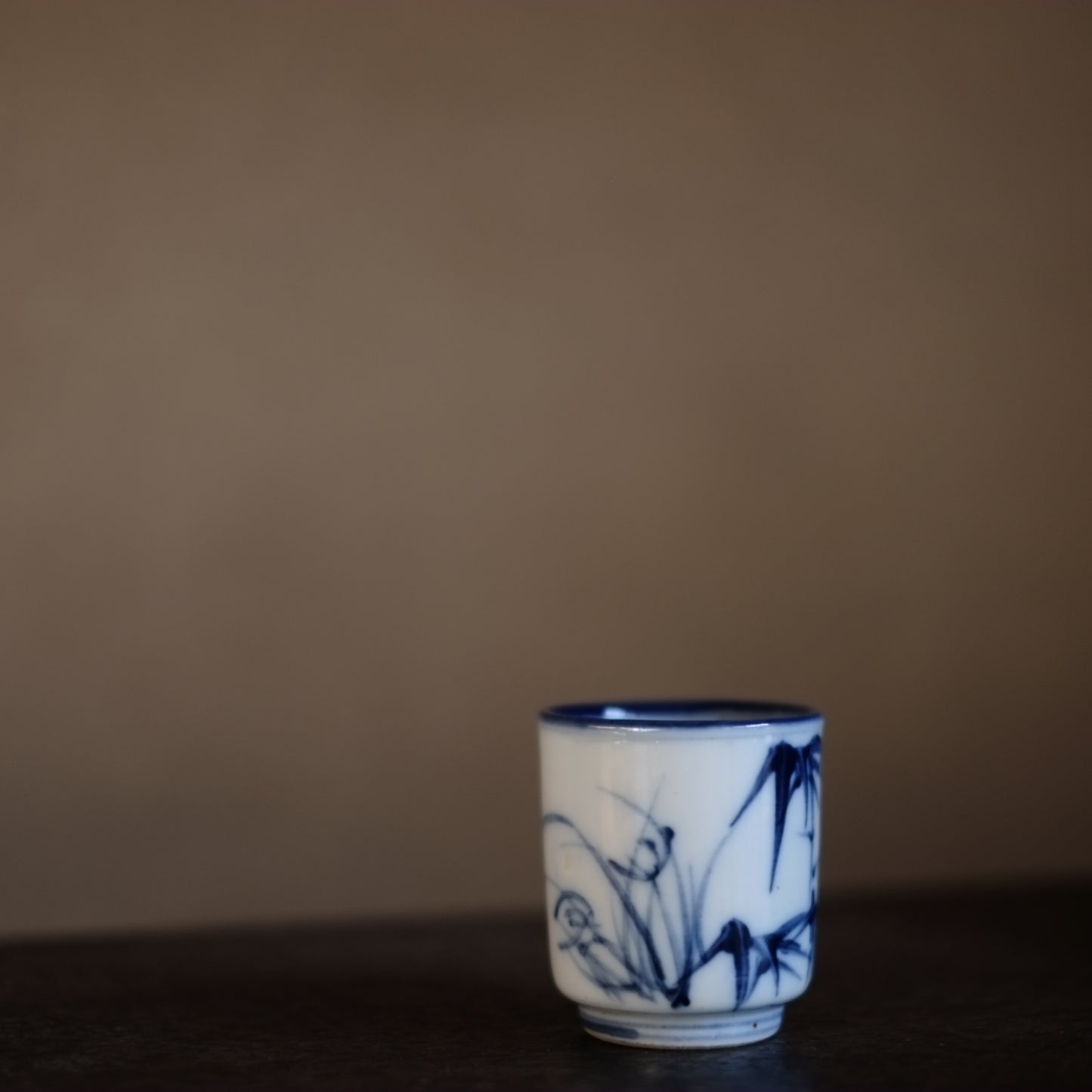 時代　笹文染付　覗き猪口(江戸-明治)19世紀