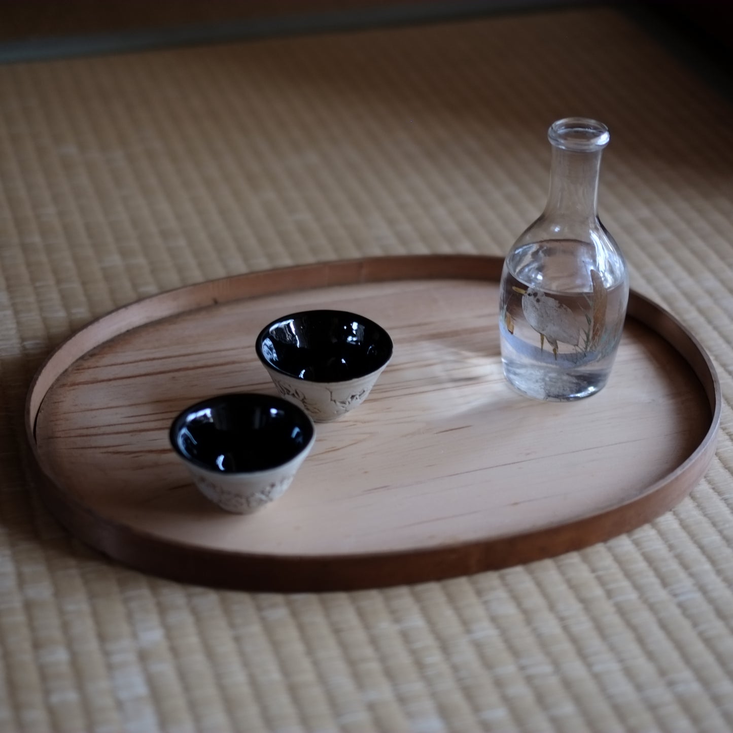 時代　花刻文内黒釉杯　（20世紀）
