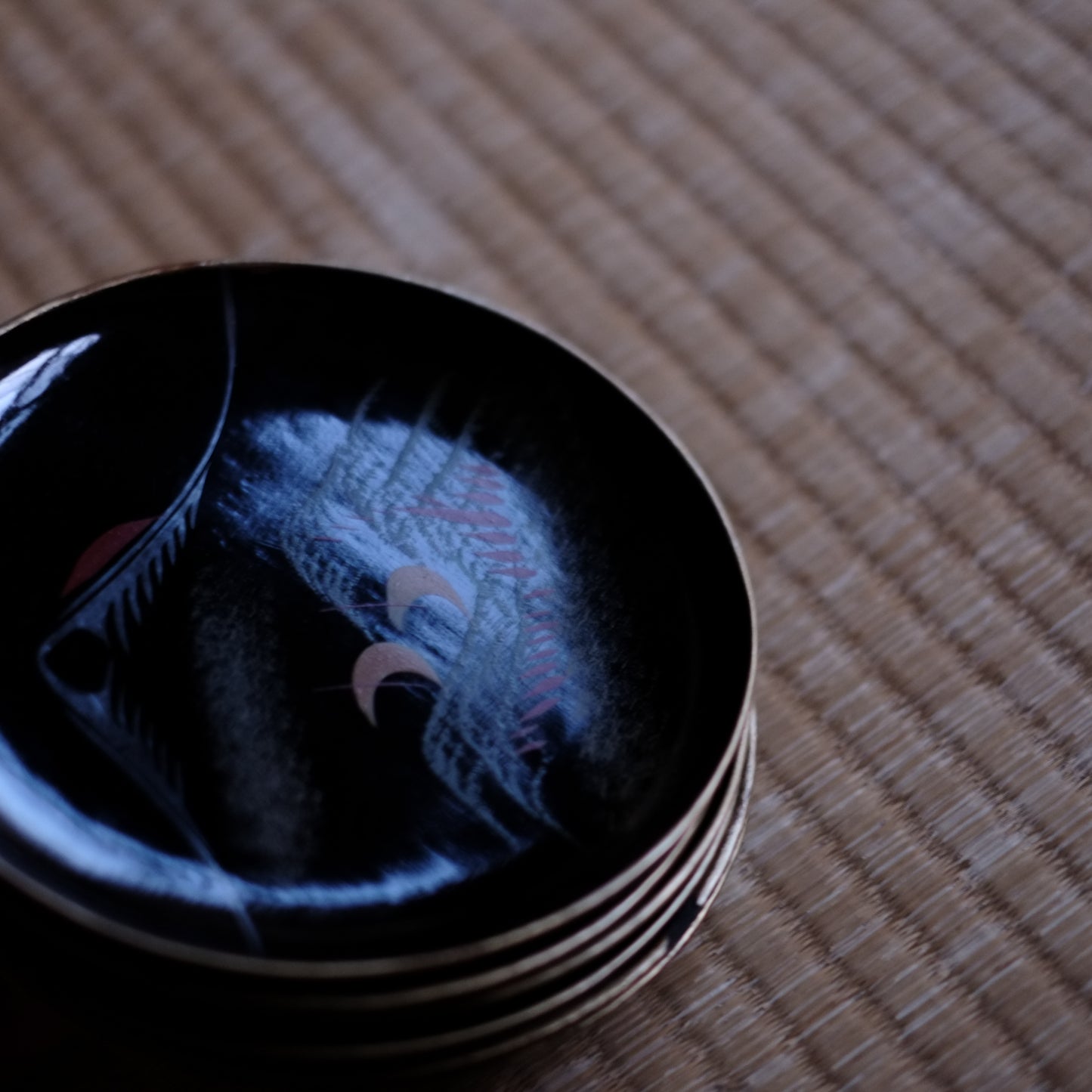 時代　浄法寺塗・会津塗　色漆絵　平皿　(江戸時代)