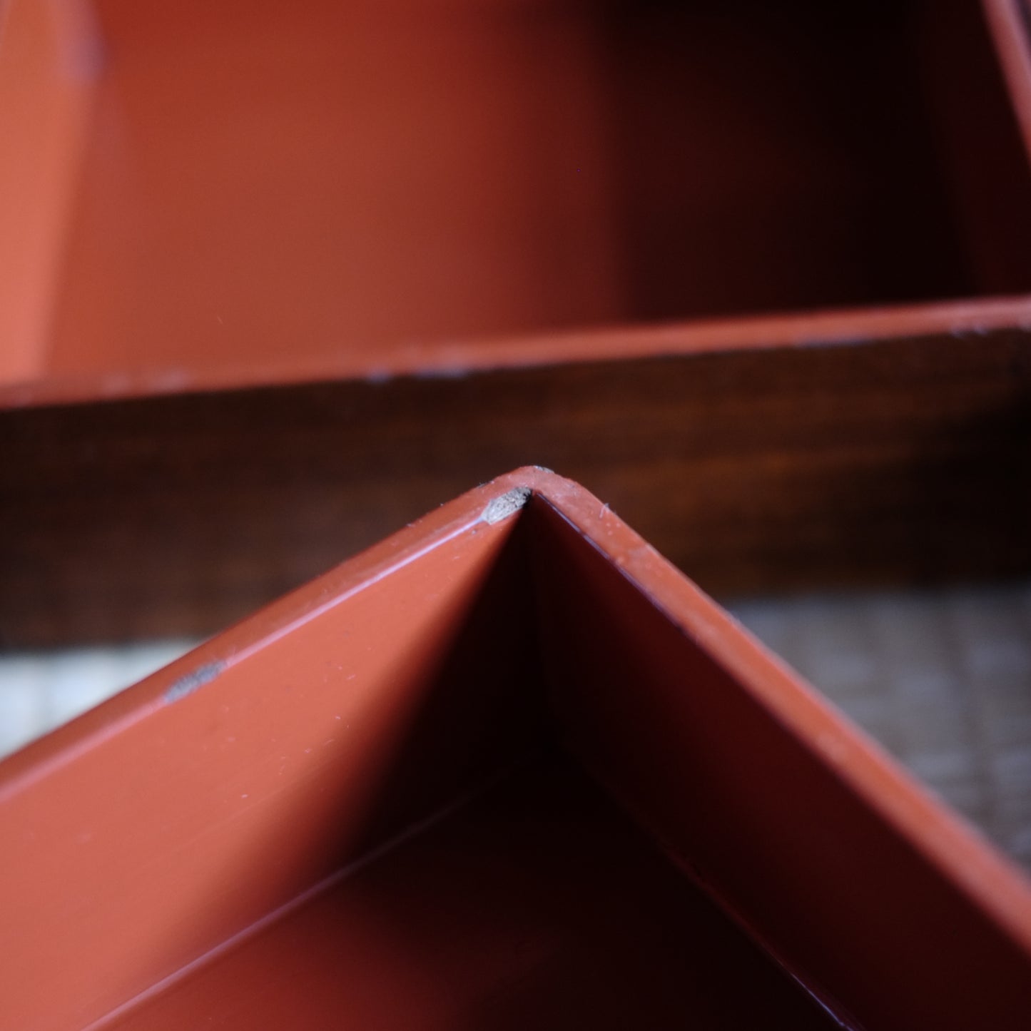 時代　縁朱木地塗五段重箱　（幕末-明治初期)19世紀末