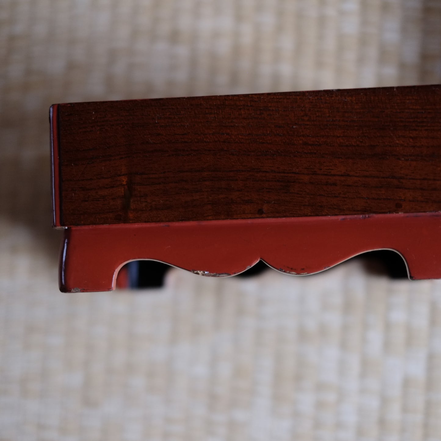 時代　縁朱木地塗五段重箱　（幕末-明治初期)19世紀末