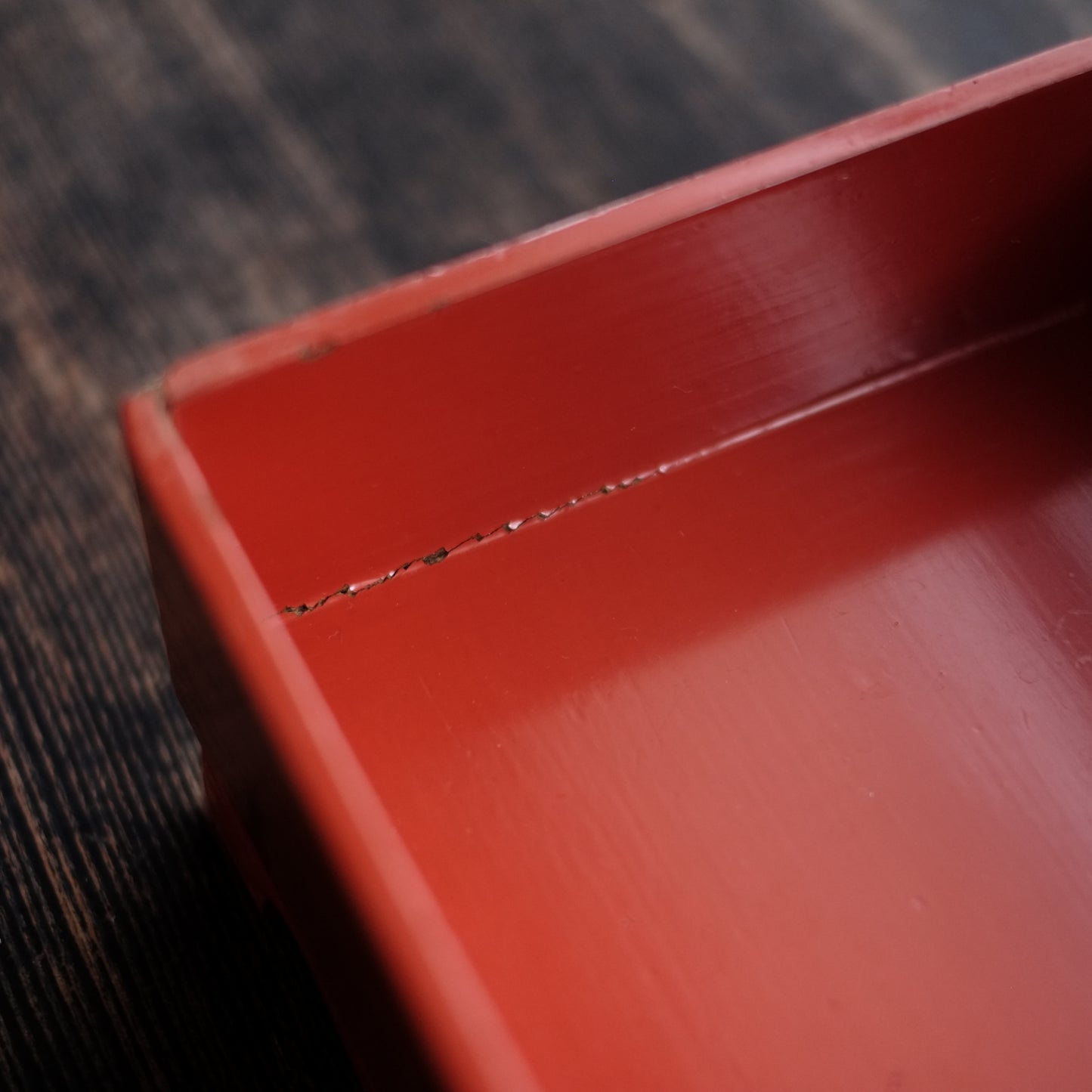 時代　縁朱木地塗五段重箱　（幕末-明治初期)19世紀末