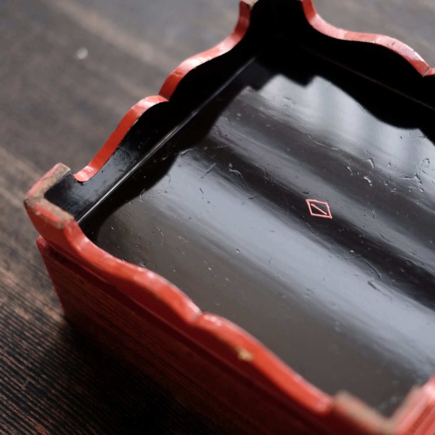 時代　縁朱木地塗五段重箱　（幕末-明治初期)19世紀末